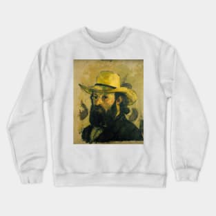 Self-Portrait in a Straw Hat by Paul Cezanne Crewneck Sweatshirt